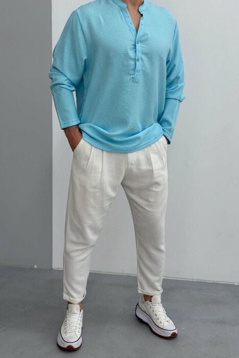 ONE COLOR SIMPLE MEN PANTS CREAM/KREM - KLAUDIO FASHION