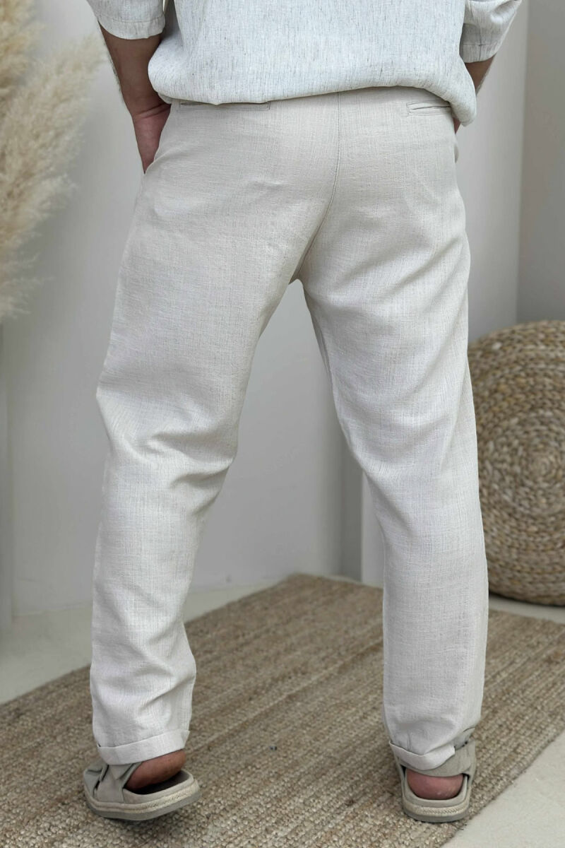 ONE COLOR SIMPLE MEN PANTS CREAM/KREM - 2