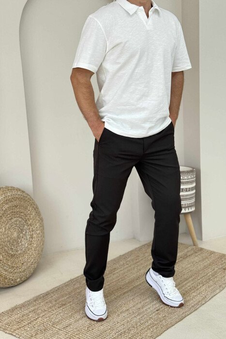 ONE COLOR SIMPLE MEN PANTS DARK BROWN/KAE - 1