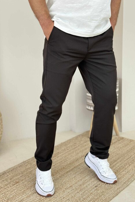 ONE COLOR SIMPLE MEN PANTS DARK BROWN/KAE - 3