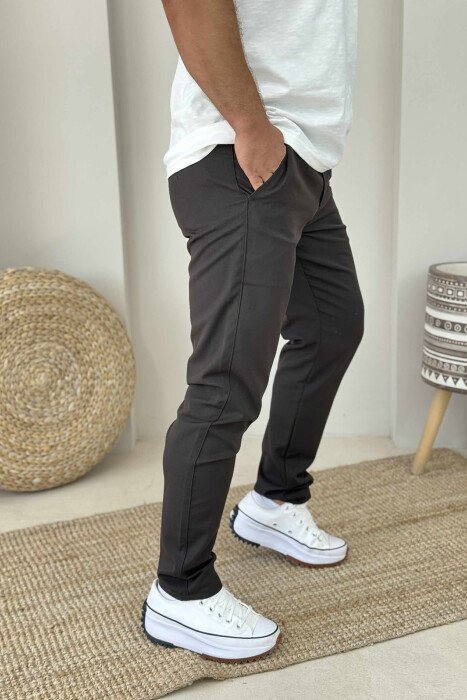 ONE COLOR SIMPLE MEN PANTS DARK BROWN/KAE - 4