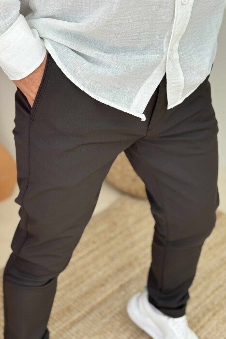 ONE COLOR SIMPLE MEN PANTS DARK BROWN/KAE - 3