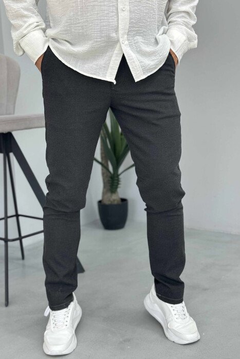 ONE COLOR SIMPLE MEN PANTS DARK GREY/GEE - KLAUDIO FASHION