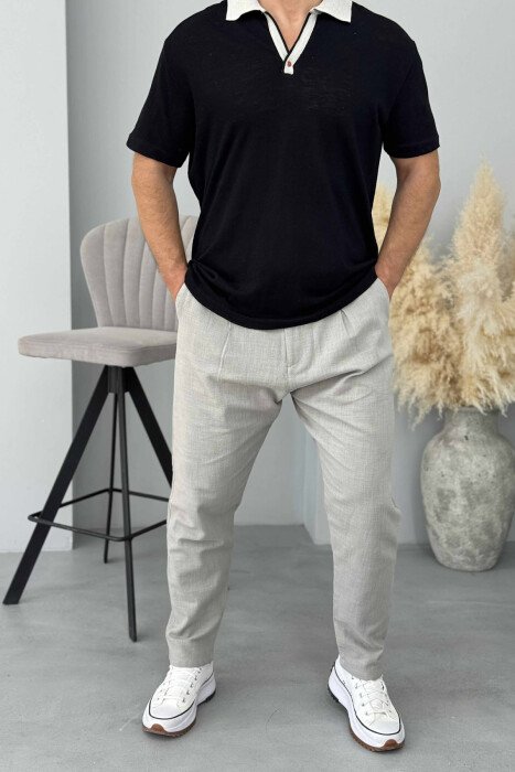 ONE COLOR SIMPLE MEN PANTS GREY/GRI - KLAUDIO FASHION