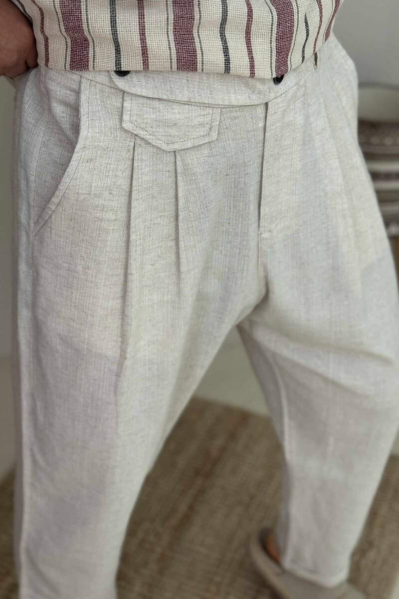 ONE COLOR SIMPLE MEN PANTS LIGHT BEIGE/BZHZB - 2