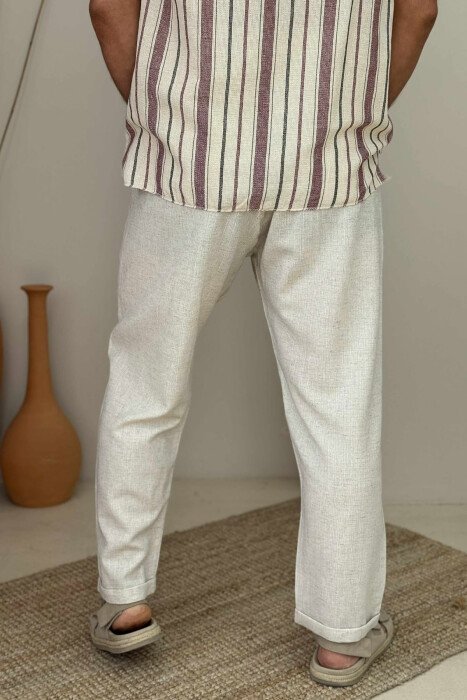 ONE COLOR SIMPLE MEN PANTS LIGHT BEIGE/BZHZB - 3