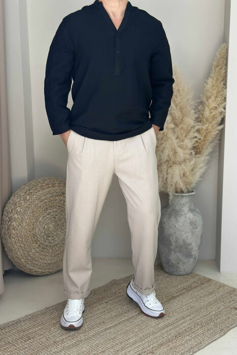 ONE COLOR SIMPLE MEN PANTS LIGHT BEIGE/BZHZB - 2