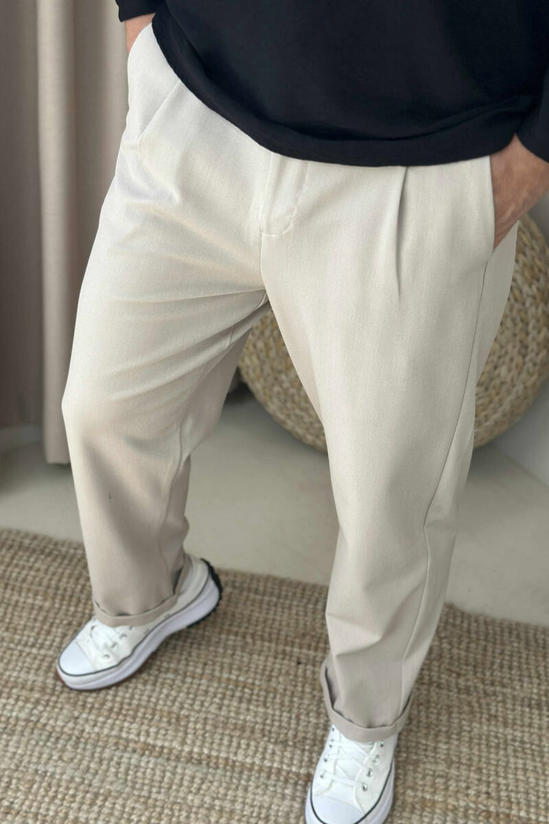 ONE COLOR SIMPLE MEN PANTS LIGHT BEIGE/BZHZB - 3