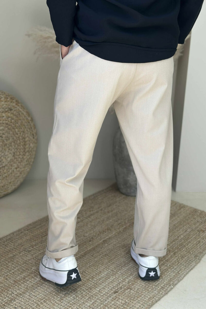 ONE COLOR SIMPLE MEN PANTS LIGHT BEIGE/BZHZB - 4