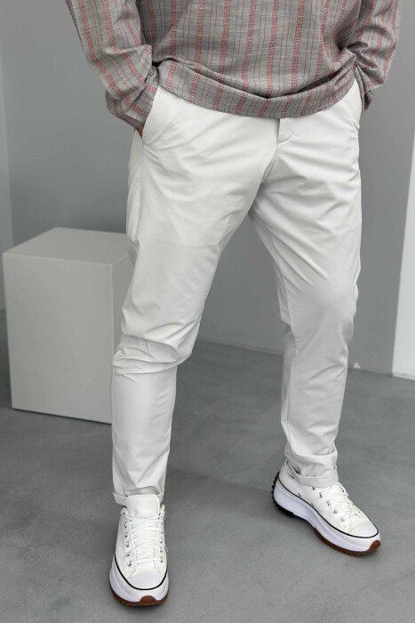 ONE COLOR SIMPLE MEN PANTS LIGHT GREY/GZ - KLAUDIO FASHION