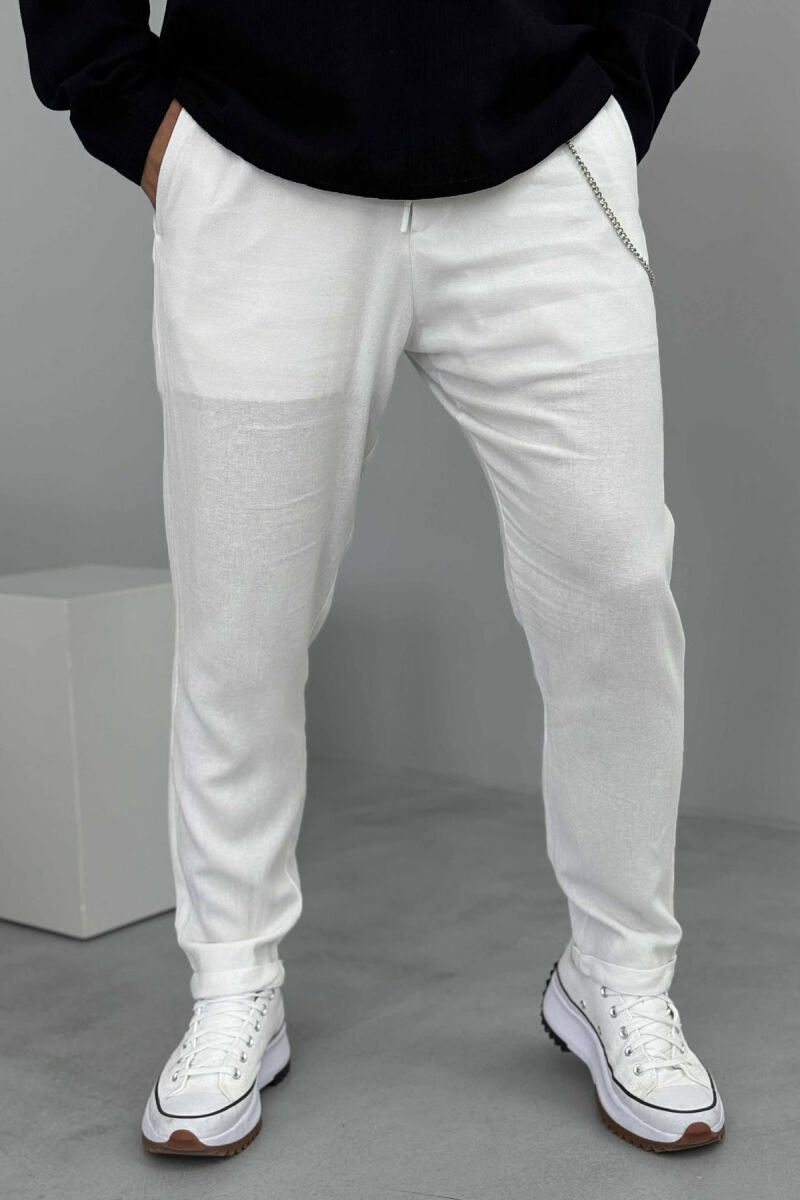 ONE COLOR SIMPLE MEN PANTS WHITE-E BARDHE - 2