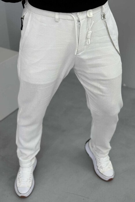 ONE COLOR SIMPLE MEN PANTS WHITE-E BARDHE - 3