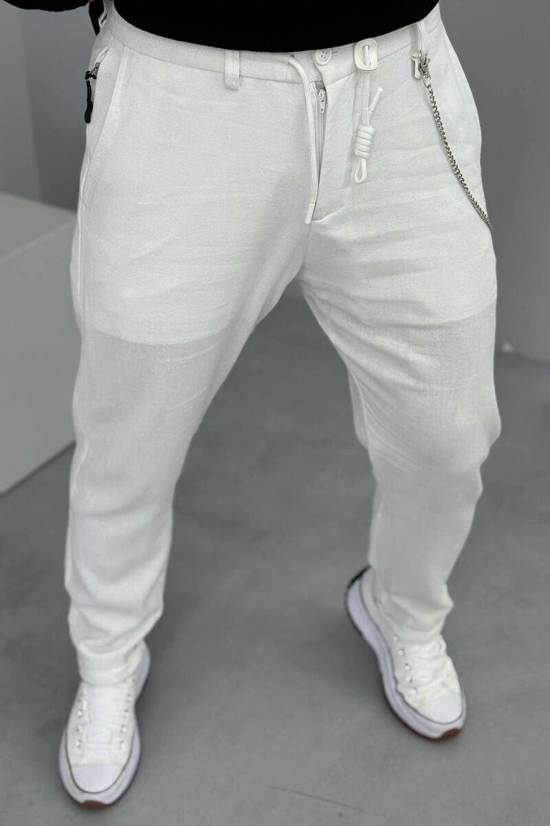 ONE COLOR SIMPLE MEN PANTS WHITE-E BARDHE - 3