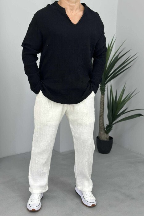 ONE COLOR SIMPLE MEN PANTS WHITE-E BARDHE - 1