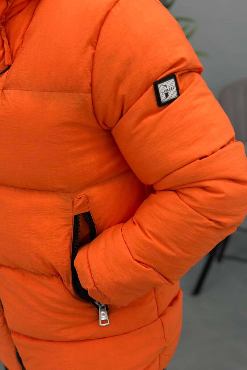 ONE COLOR SIMPLE MEN PUFFER JACKET ORANGE/PORTOKALLI - 6