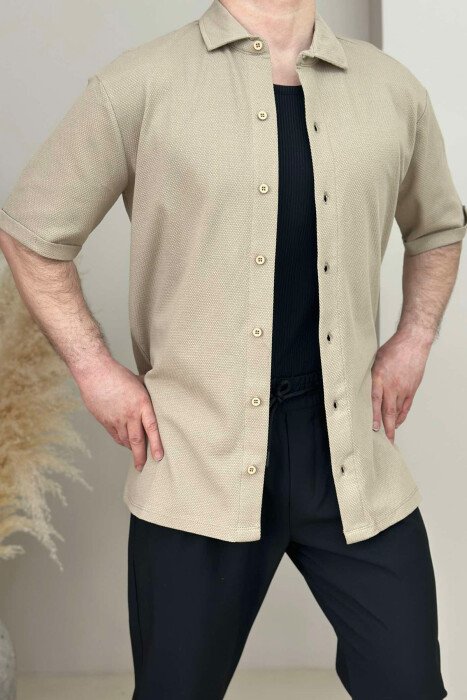 ONE COLOR SIMPLE MEN SHIRT BEIGE/BEZHE 