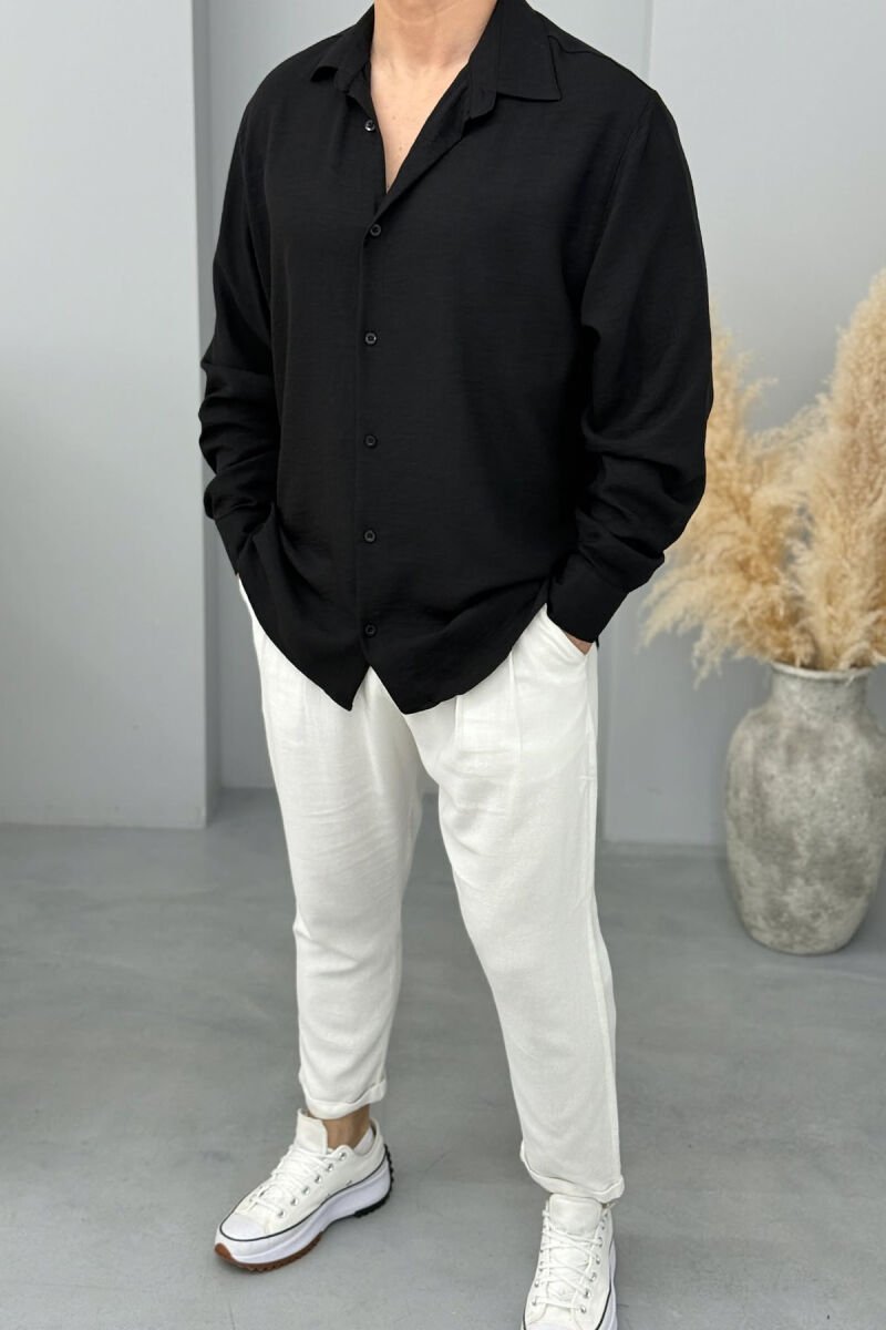 ONE COLOR SIMPLE MEN SHIRT BLACK/ E ZEZE - 1