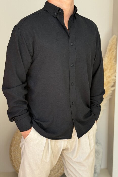ONE COLOR SIMPLE MEN SHIRT BLACK/ E ZEZE 