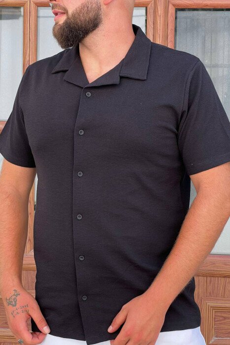 ONE COLOR SIMPLE MEN SHIRT BLACK/ E ZEZE - KLAUDIO FASHION