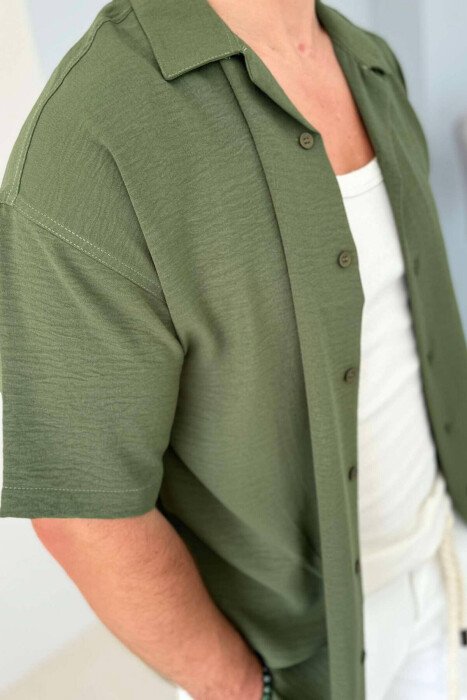 ONE COLOR SIMPLE MEN SHIRT GREEN/JESHILE - 3