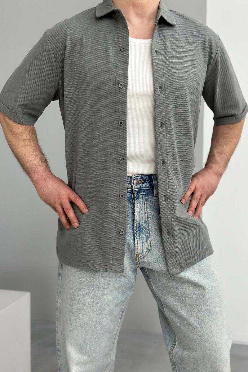 ONE COLOR SIMPLE MEN SHIRT GREY/GRI - 1