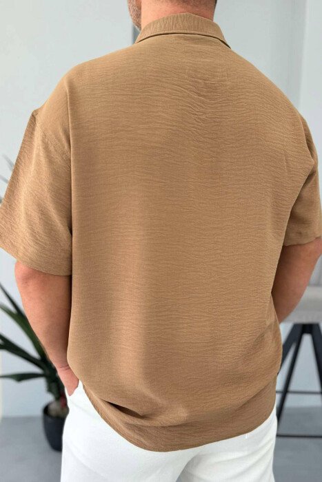 ONE COLOR SIMPLE MEN SHIRT LIGHT BROWN/KAZB - 2