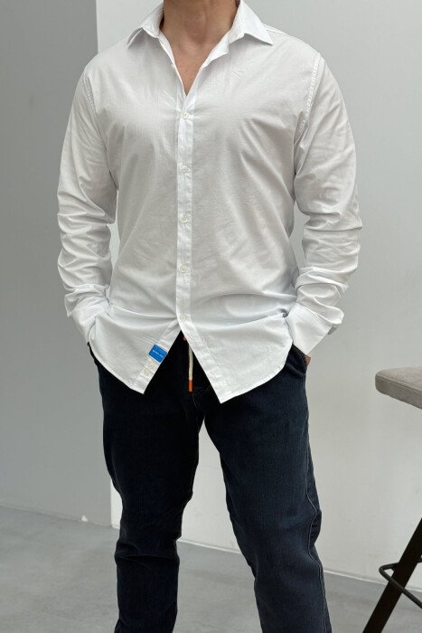 ONE COLOR SIMPLE MEN SHIRT WHITE-E BARDHE - 4