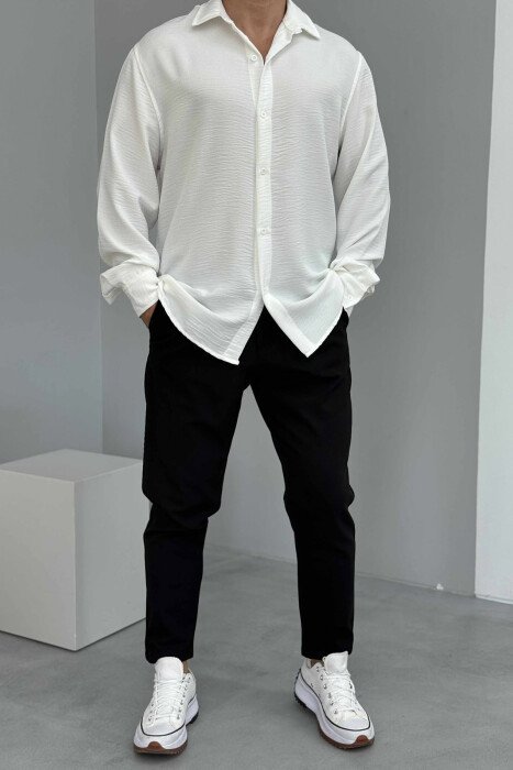 ONE COLOR SIMPLE MEN SHIRT WHITE-E BARDHE - KLAUDIO FASHION