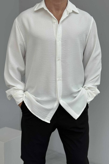 ONE COLOR SIMPLE MEN SHIRT WHITE-E BARDHE - 3