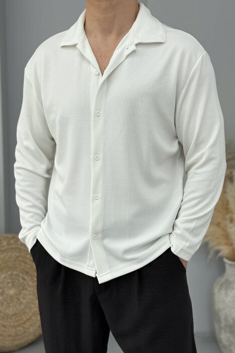 ONE COLOR SIMPLE MEN SHIRT WHITE-E BARDHE - 3