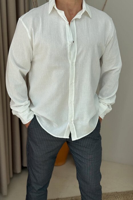 ONE COLOR SIMPLE MEN SHIRT WHITE-E BARDHE 