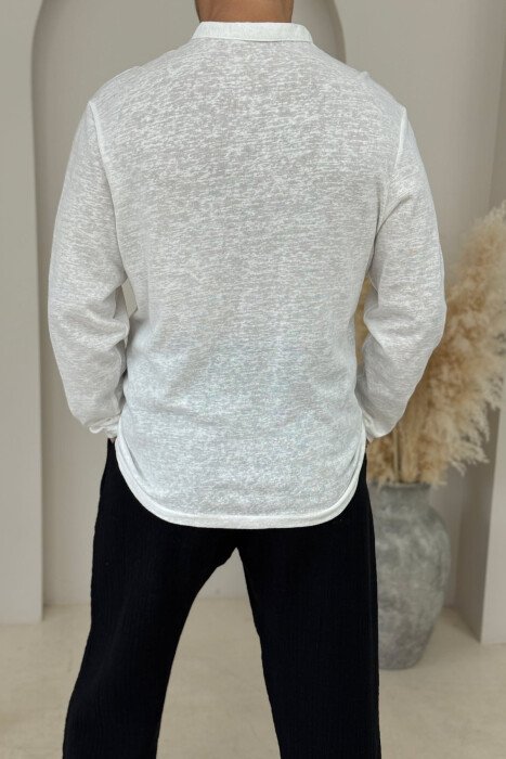 ONE COLOR SIMPLE MEN SHIRT WHITE-E BARDHE - 3