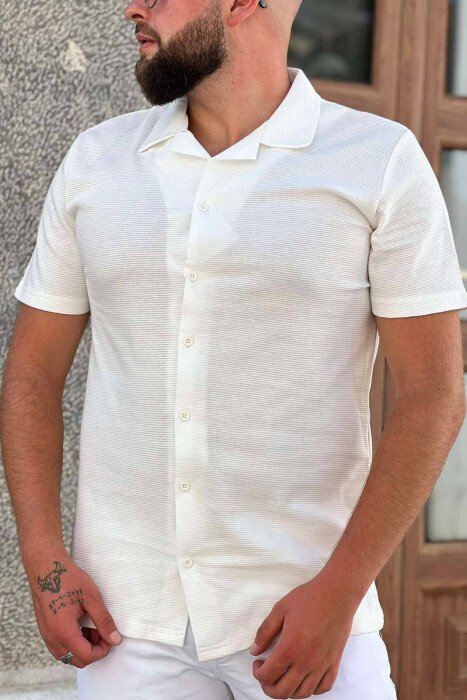 ONE COLOR SIMPLE MEN SHIRT WHITE-E BARDHE - KLAUDIO FASHION