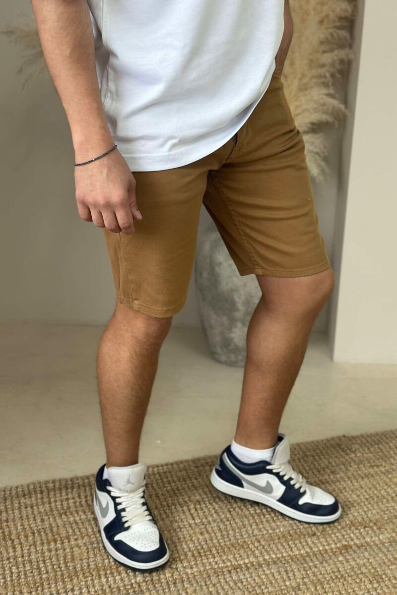 ONE COLOR SIMPLE MEN SHORT PANTS BROWN/KAFE - 2