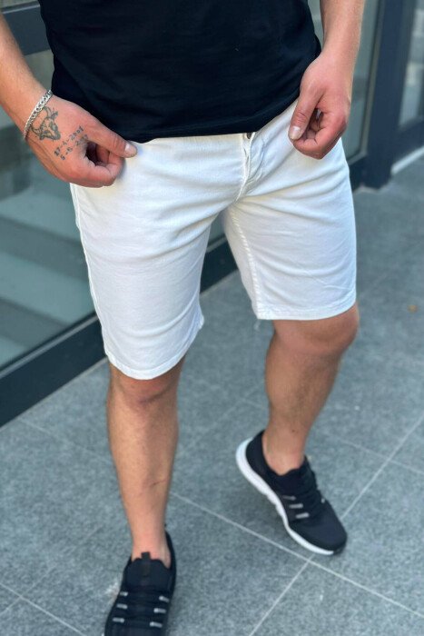 ONE COLOR SIMPLE MEN SHORT PANTS WHITE-E BARDHE - KLAUDIO FASHION