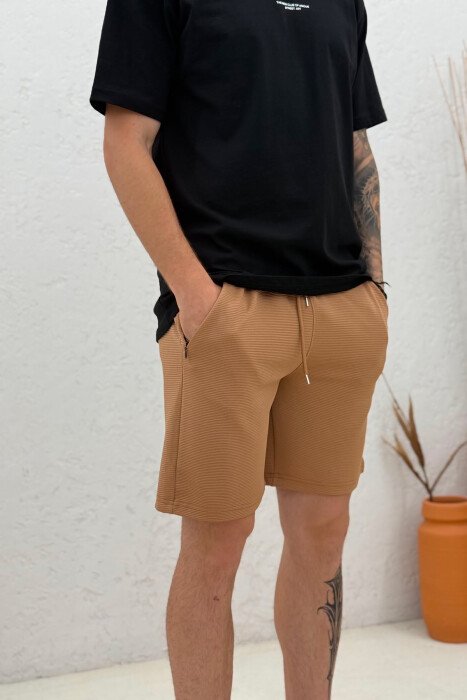 ONE COLOR SIMPLE MEN SHORT SWEATPANTS BEIGE/BEZHE - 2