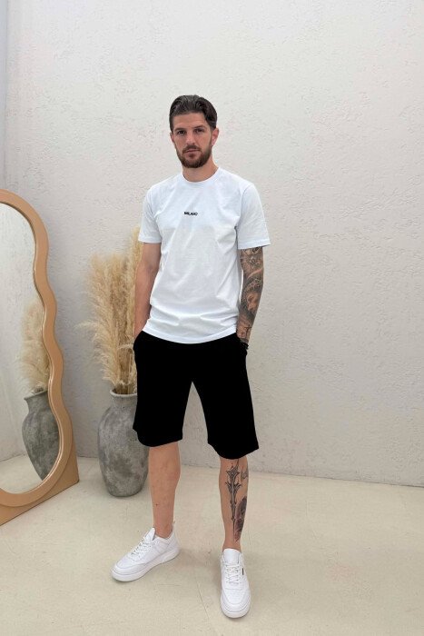 ONE COLOR SIMPLE MEN SHORT SWEATPANTS BLACK/ E ZEZE - 1
