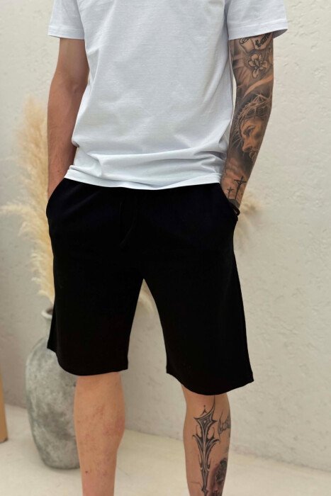 ONE COLOR SIMPLE MEN SHORT SWEATPANTS BLACK/ E ZEZE - 2