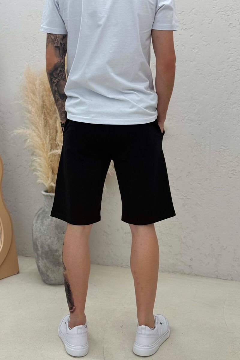 ONE COLOR SIMPLE MEN SHORT SWEATPANTS BLACK/ E ZEZE - 3