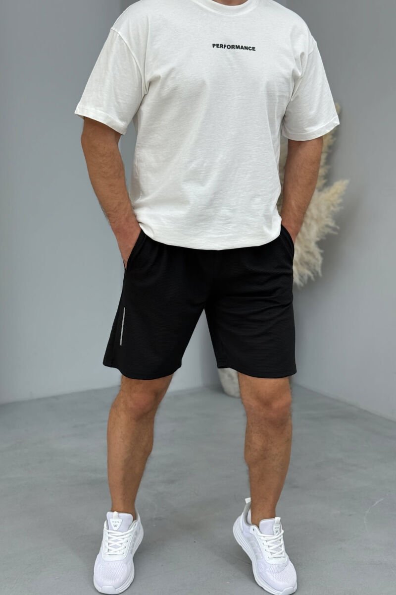 ONE COLOR SIMPLE MEN SHORT SWEATPANTS BLACK/ E ZEZE - 1