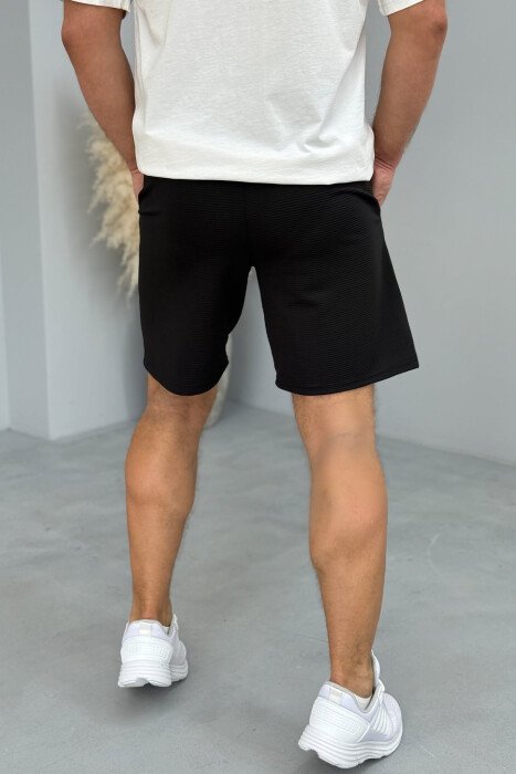 ONE COLOR SIMPLE MEN SHORT SWEATPANTS BLACK/ E ZEZE - 2