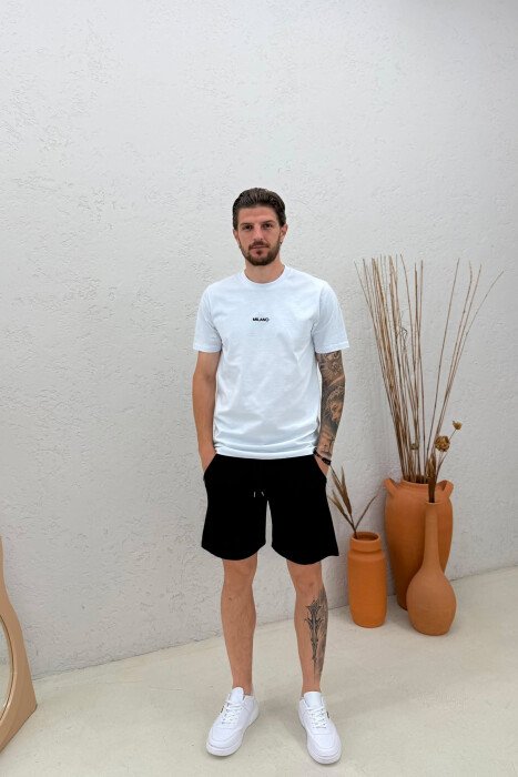 ONE COLOR SIMPLE MEN SHORT SWEATPANTS BLACK/ E ZEZE - 1