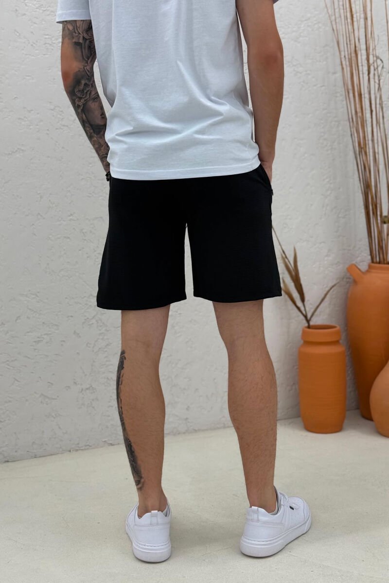 ONE COLOR SIMPLE MEN SHORT SWEATPANTS BLACK/ E ZEZE - 3