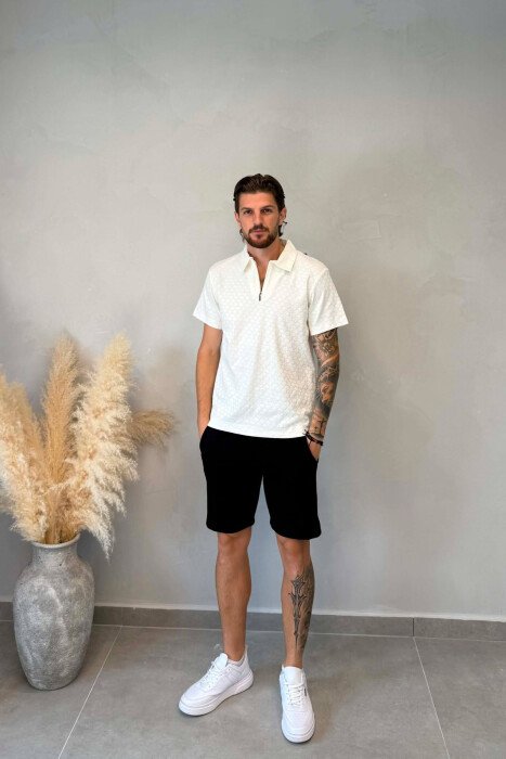 ONE COLOR SIMPLE MEN SHORT SWEATPANTS BLACK/ E ZEZE - KLAUDIO FASHION