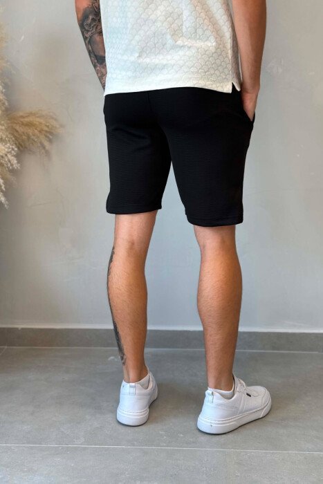ONE COLOR SIMPLE MEN SHORT SWEATPANTS BLACK/ E ZEZE - 4