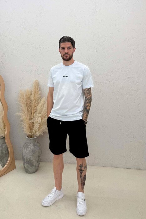 ONE COLOR SIMPLE MEN SHORT SWEATPANTS BLACK/ E ZEZE - 1