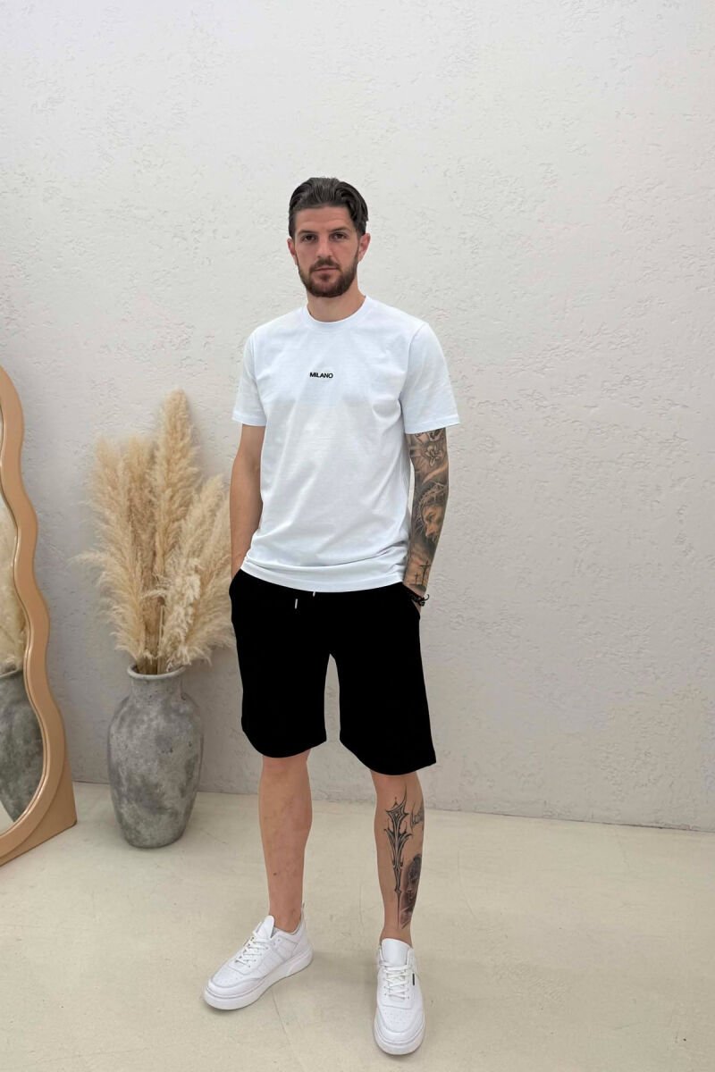 ONE COLOR SIMPLE MEN SHORT SWEATPANTS BLACK/ E ZEZE - 1
