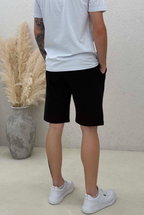 ONE COLOR SIMPLE MEN SHORT SWEATPANTS BLACK/ E ZEZE - 3