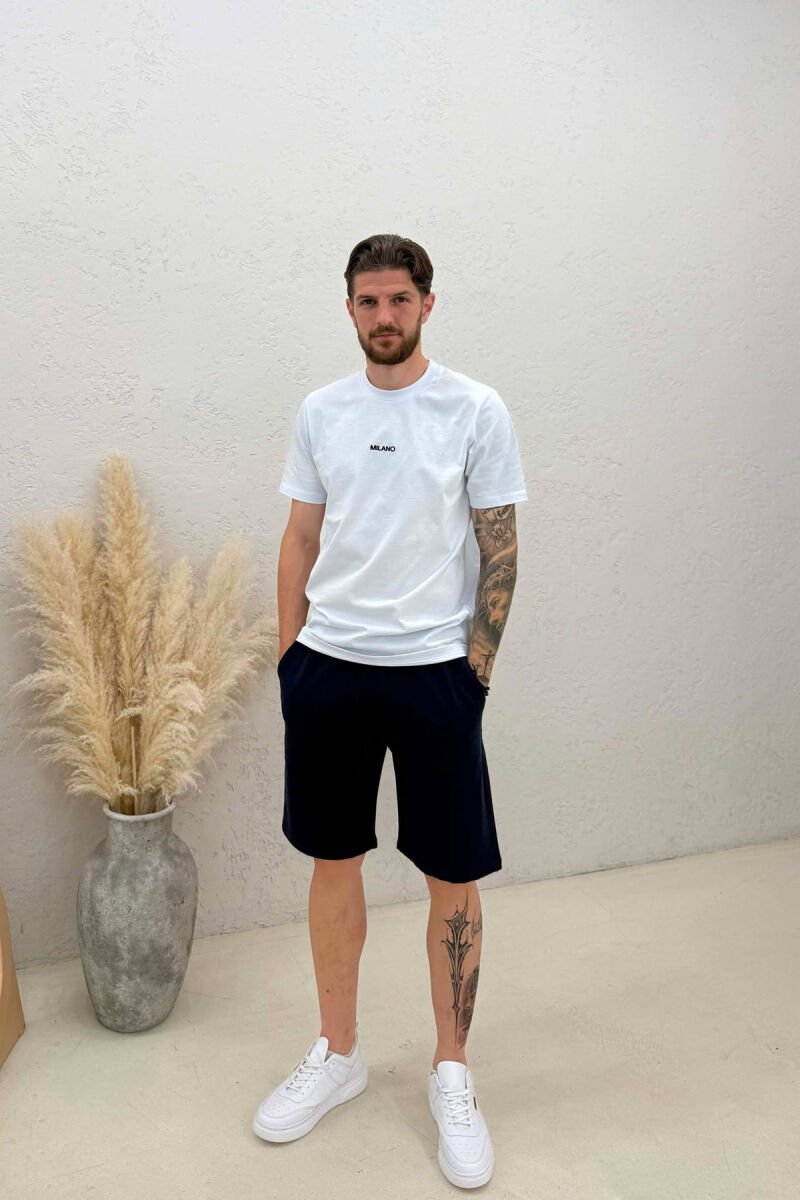 ONE COLOR SIMPLE MEN SHORT SWEATPANTS BLUE/BLU - 1