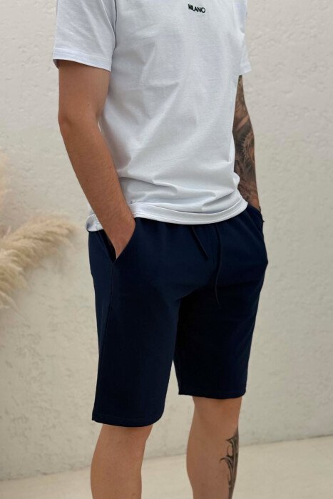 ONE COLOR SIMPLE MEN SHORT SWEATPANTS BLUE/BLU - 2